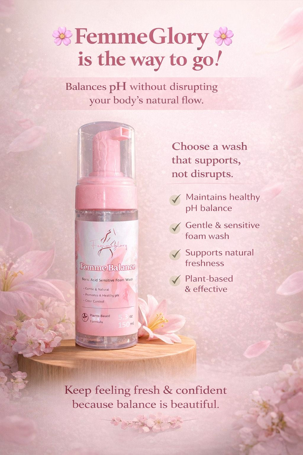 FEMMEGLORY™ Femme Balance  Boric Acid Sensitive Foam Wash